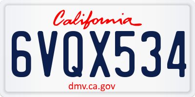 CA license plate 6VQX534