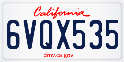 CA license plate 6VQX535