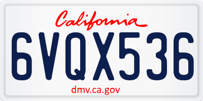 CA license plate 6VQX536