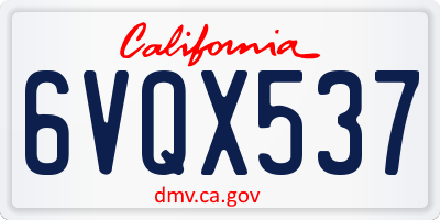 CA license plate 6VQX537