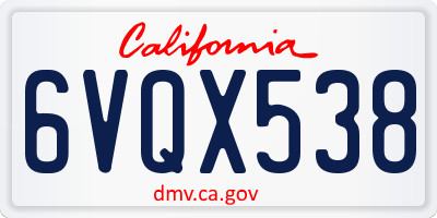 CA license plate 6VQX538