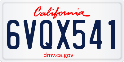 CA license plate 6VQX541