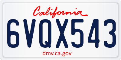 CA license plate 6VQX543