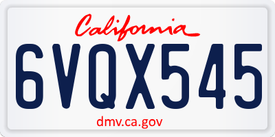 CA license plate 6VQX545