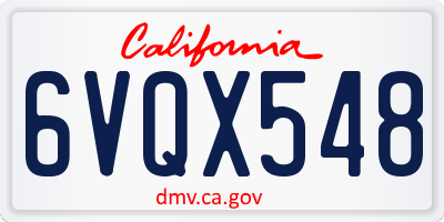 CA license plate 6VQX548