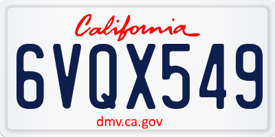 CA license plate 6VQX549