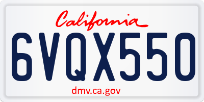 CA license plate 6VQX550