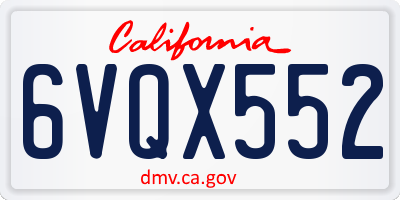 CA license plate 6VQX552