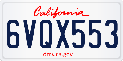 CA license plate 6VQX553