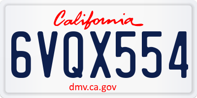 CA license plate 6VQX554