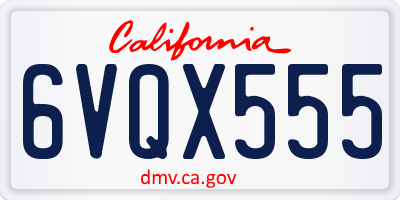 CA license plate 6VQX555