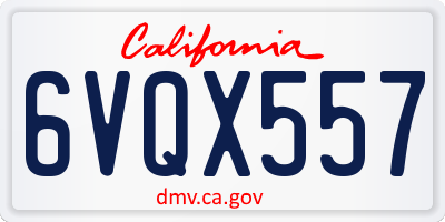 CA license plate 6VQX557