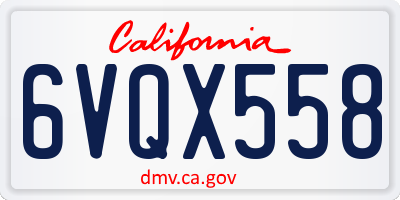 CA license plate 6VQX558