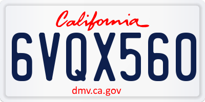 CA license plate 6VQX560