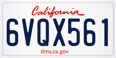 CA license plate 6VQX561
