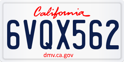 CA license plate 6VQX562