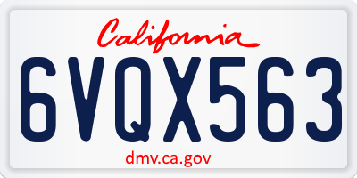 CA license plate 6VQX563