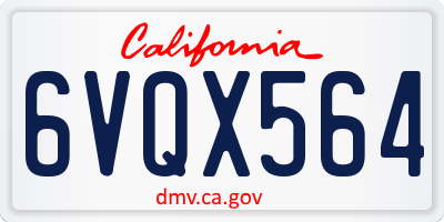 CA license plate 6VQX564