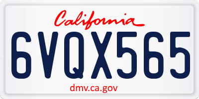 CA license plate 6VQX565