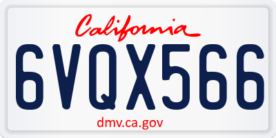 CA license plate 6VQX566