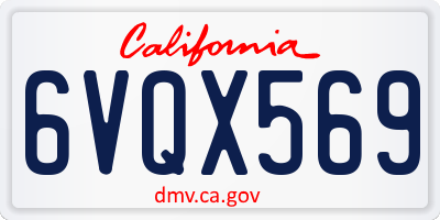 CA license plate 6VQX569