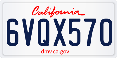 CA license plate 6VQX570