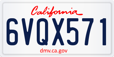 CA license plate 6VQX571