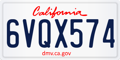 CA license plate 6VQX574