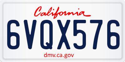 CA license plate 6VQX576