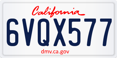 CA license plate 6VQX577