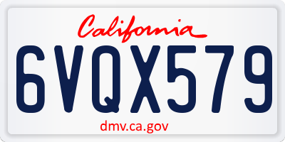 CA license plate 6VQX579