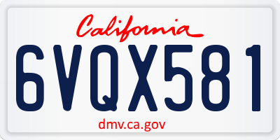 CA license plate 6VQX581