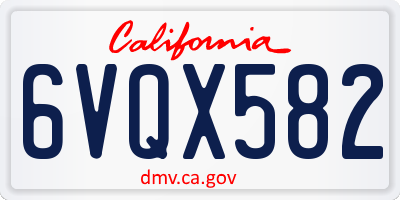 CA license plate 6VQX582