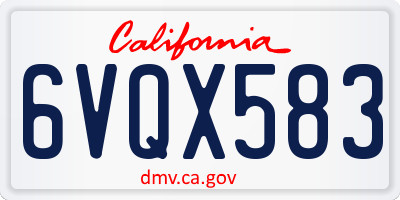 CA license plate 6VQX583