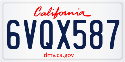 CA license plate 6VQX587