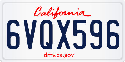 CA license plate 6VQX596