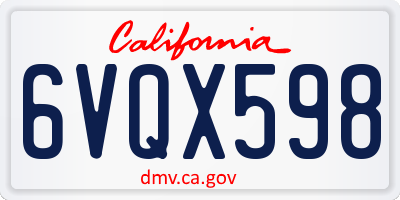 CA license plate 6VQX598