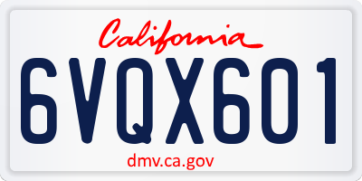 CA license plate 6VQX601