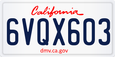 CA license plate 6VQX603