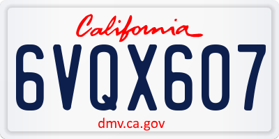 CA license plate 6VQX607