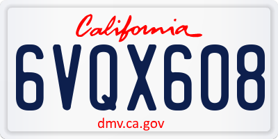 CA license plate 6VQX608