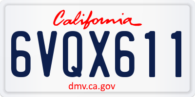 CA license plate 6VQX611