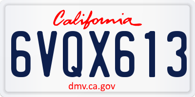 CA license plate 6VQX613