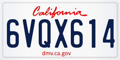 CA license plate 6VQX614