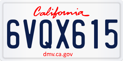 CA license plate 6VQX615