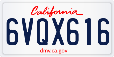 CA license plate 6VQX616