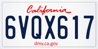 CA license plate 6VQX617