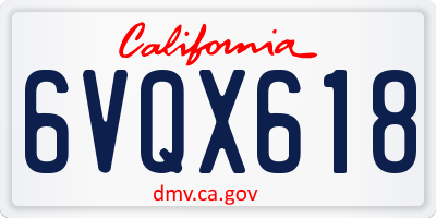 CA license plate 6VQX618