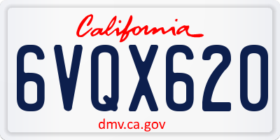CA license plate 6VQX620