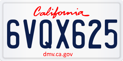 CA license plate 6VQX625